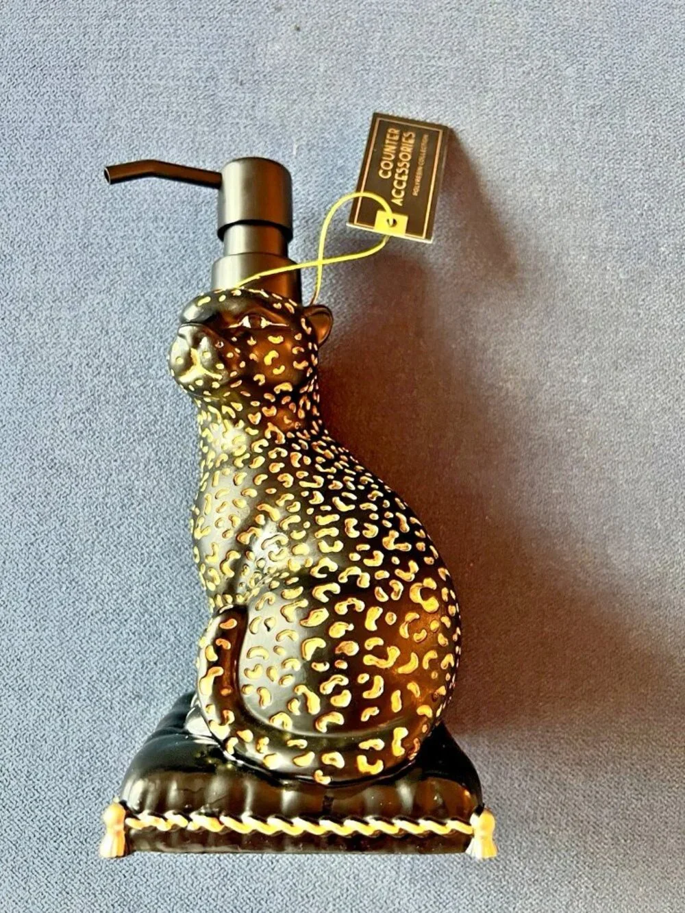 Black & Gold Leopard Soap Pump Elite Bathroom Decor Luxury Animal Print Vanity